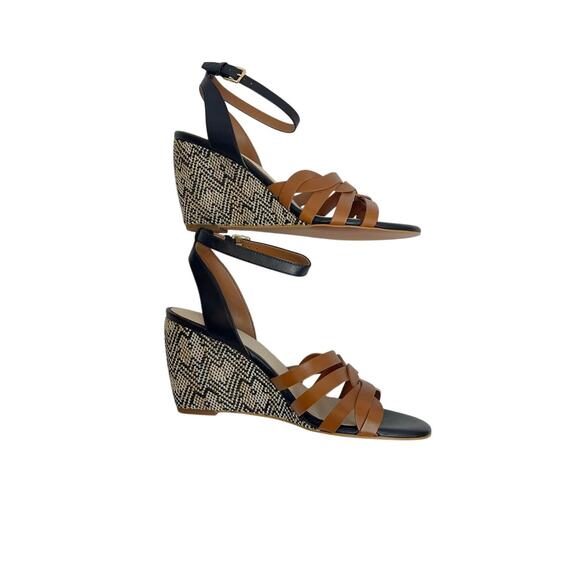 Cole Haan Myra Grand Leather Wedge Sandals Black 9.5(B,M) - Picture 1 of 8